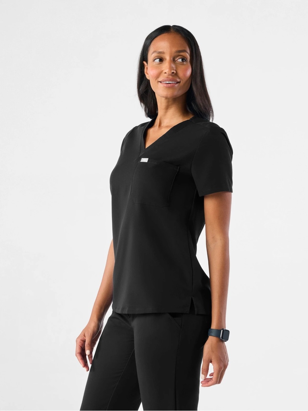 Figs Black Women's V-Neck Scrub Top